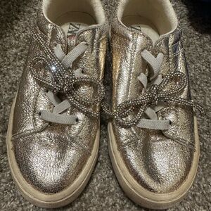 Zara Kids Glittery Gold Sneakers with sparkly ties